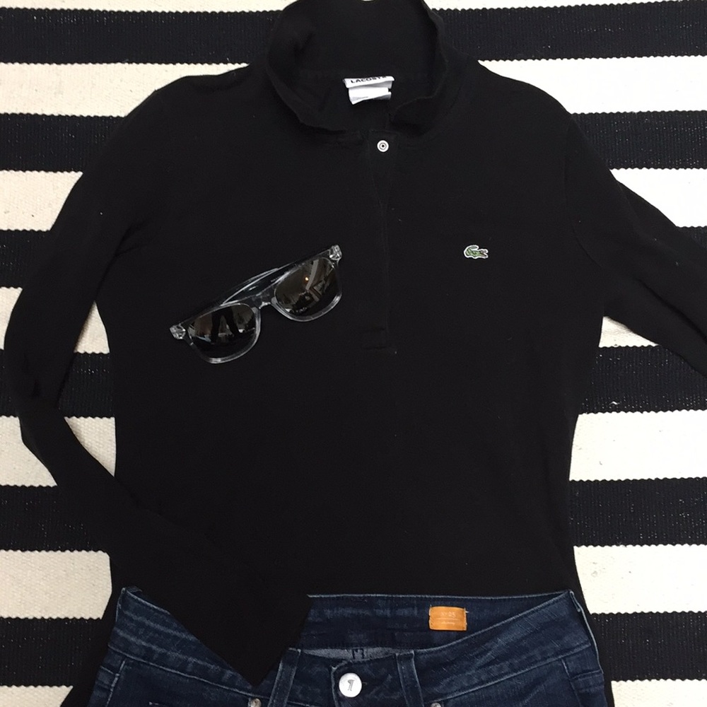 Black Long Sleeved Lacoste Polo Shirt